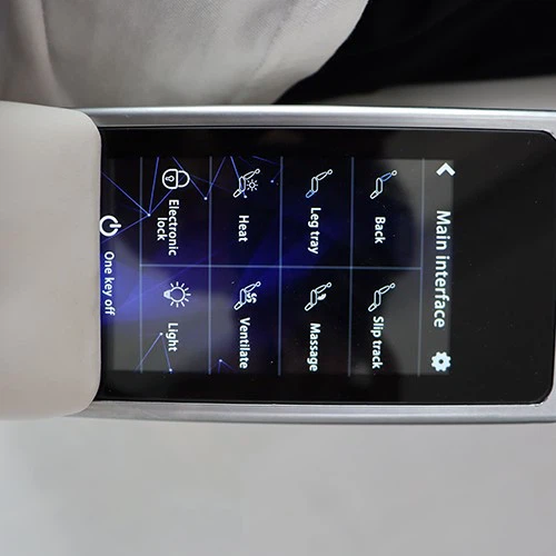 Touchscreen on the armrest of the Mercedes Sprinter seat 2